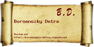 Borsenszky Detre névjegykártya
